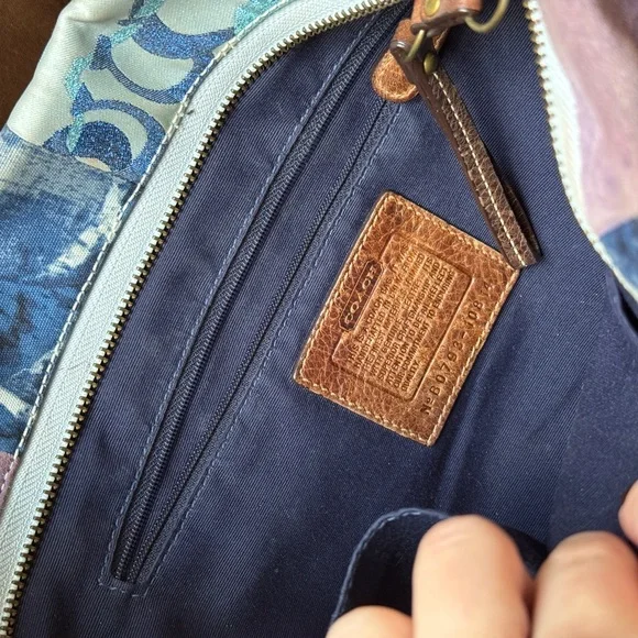 RARE! Y2K Vintage Coach Carly Shoulder Denim Patchwork Bag - Picture 6 of 8